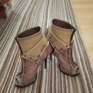 Aldo toe open high heel booties